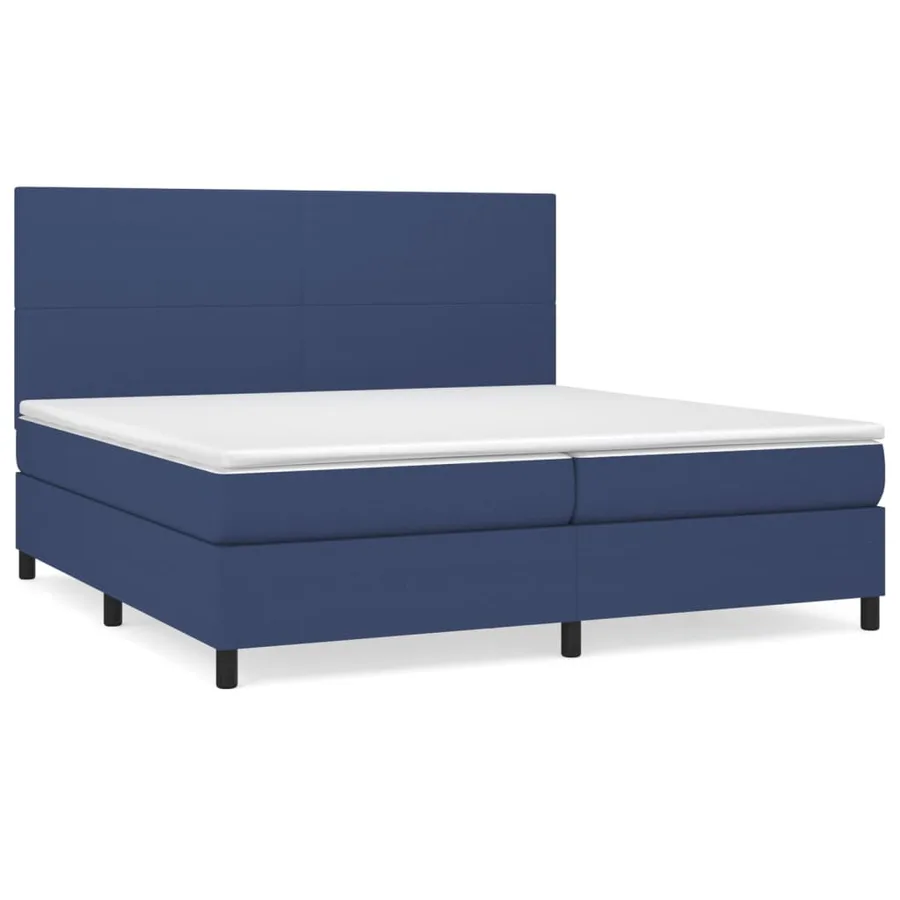 Sommier à lattes de lit avec matelas Bleu 200x200 cm Tissu - 2
