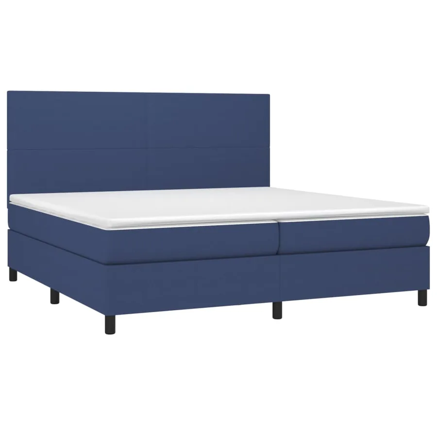 Sommier à lattes de lit avec matelas Bleu 200x200 cm Tissu - 3