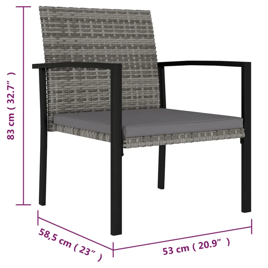 Ensemble à manger de jardin 7 pcs Résine tressée Gris - 12