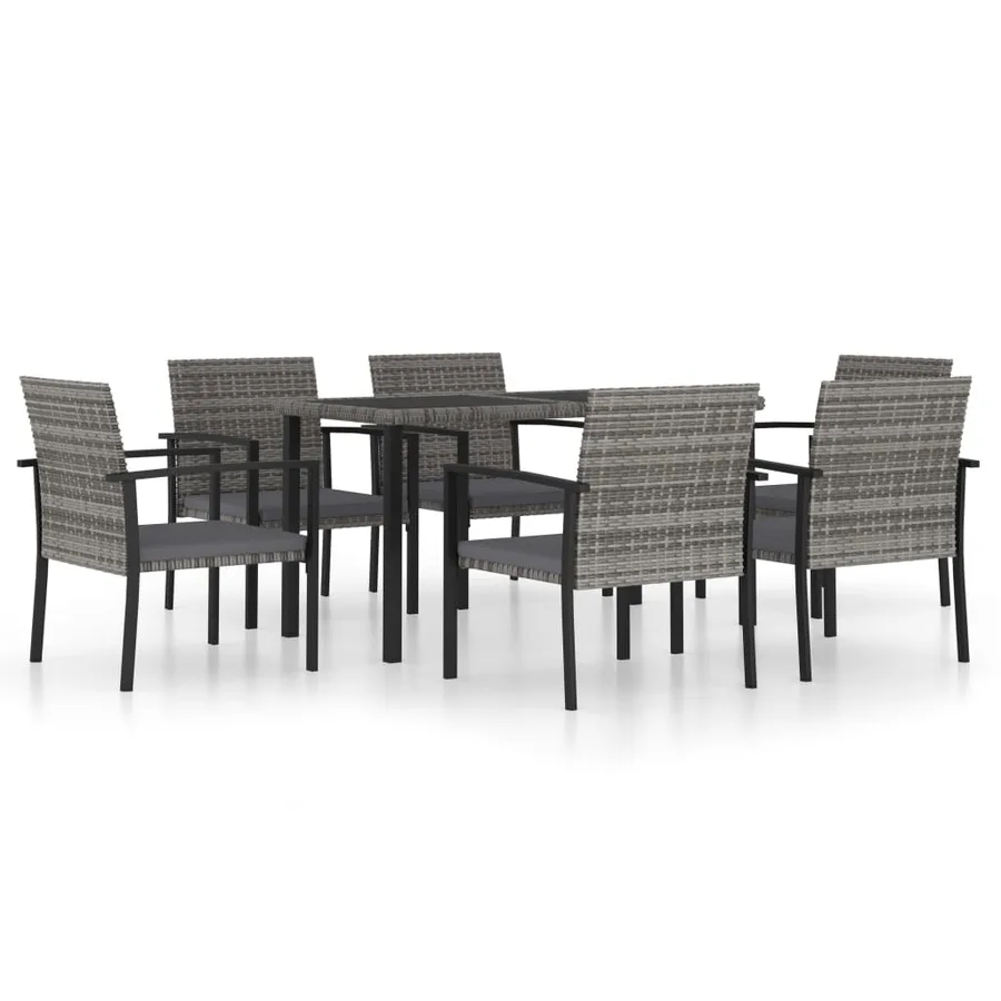 Ensemble à manger de jardin 7 pcs Résine tressée Gris - 2