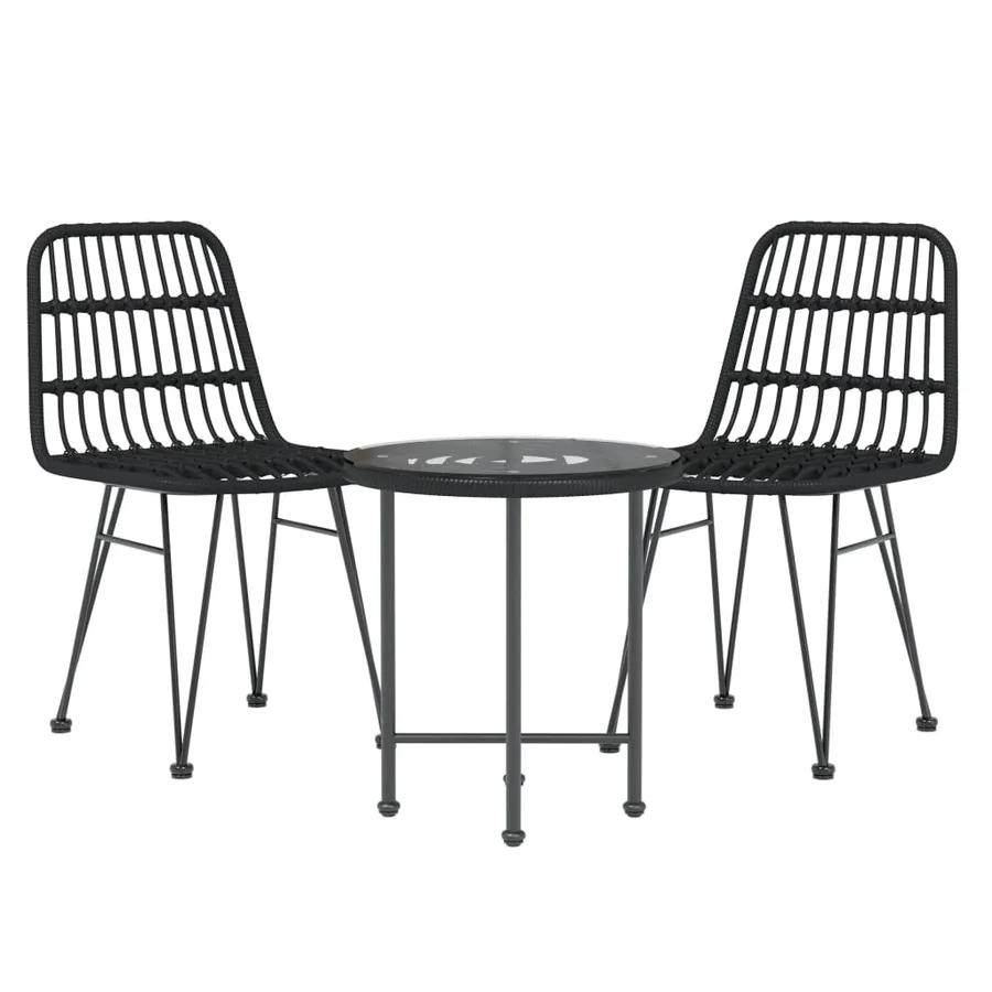 Ensemble à manger de jardin 3 pcs Noir Résine tressée - 3