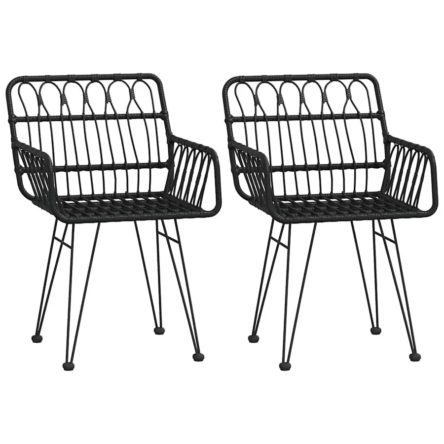 Ensemble à manger de jardin 3 pcs Noir Résine tressée - 4