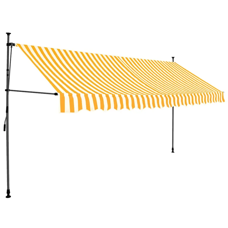 Auvent manuel rétractable avec LED 350 cm Blanc et orange - 2