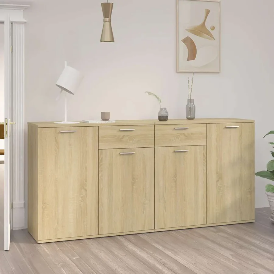 Buffet Chêne sonoma 160x36x75 cm Bois d'ingénierie - 4