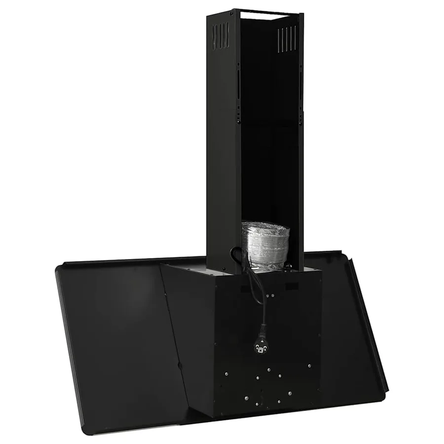 Hotte murale 90 cm Acier inoxydable et verre trempé Noir - 6
