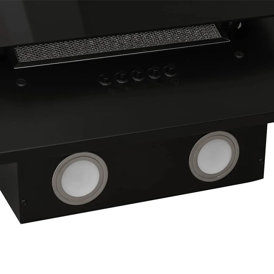 Hotte murale 90 cm Acier inoxydable et verre trempé Noir - 9