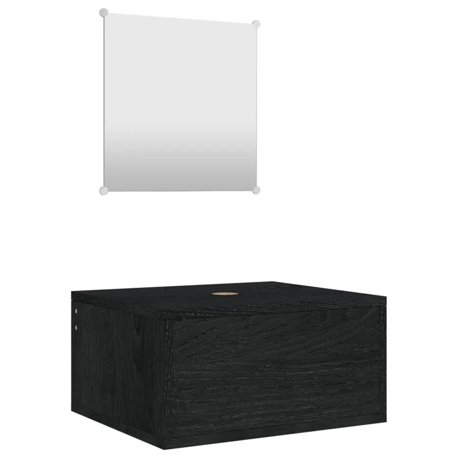 Ensemble de meubles salle de bain 2 pcs noir bois d'ingénierie - 2