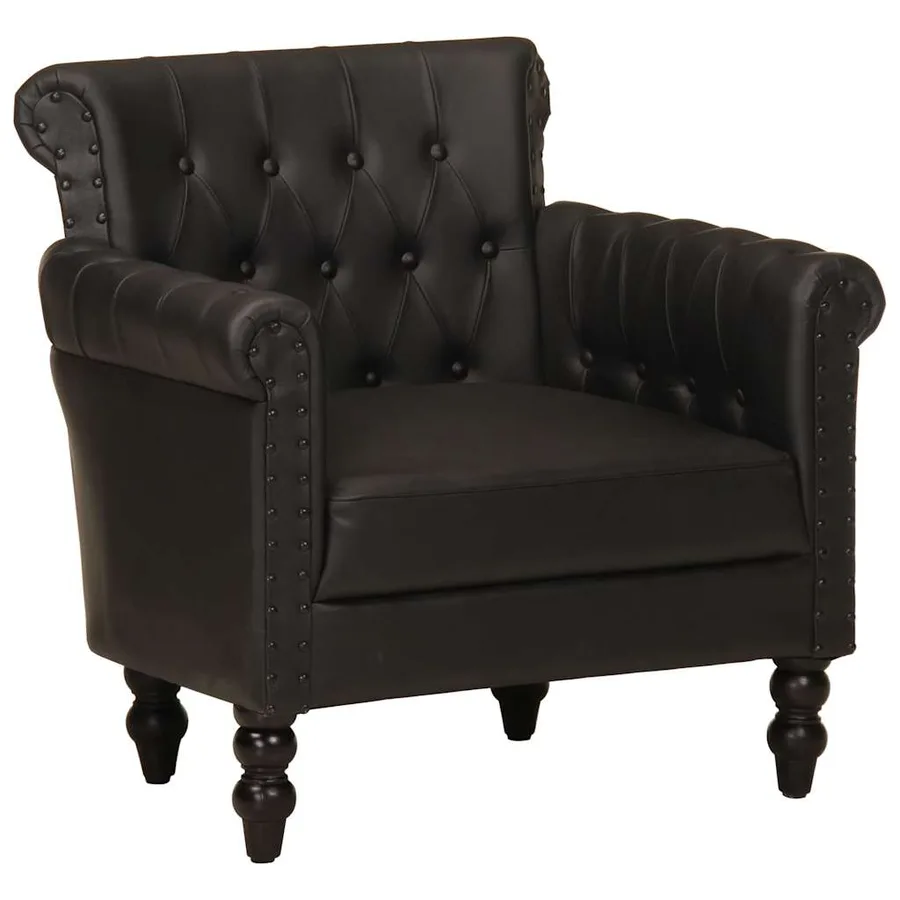 Fauteuil Noir Cuir de chèvre véritable - 2