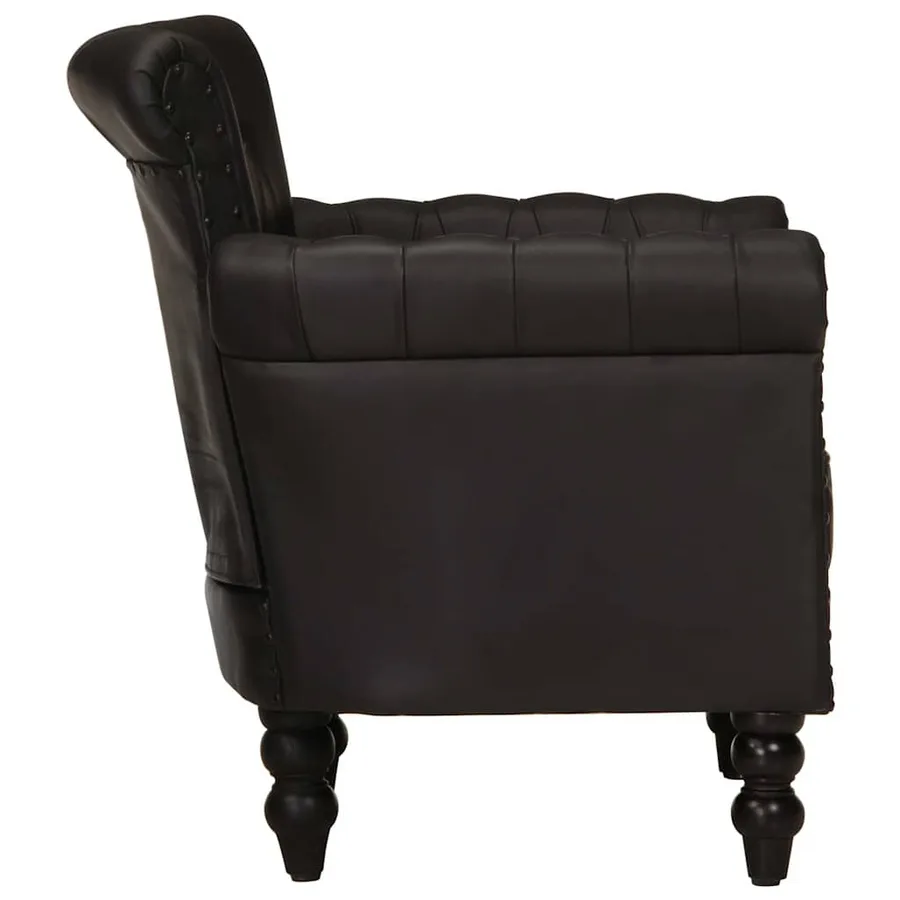 Fauteuil Noir Cuir de chèvre véritable - 4