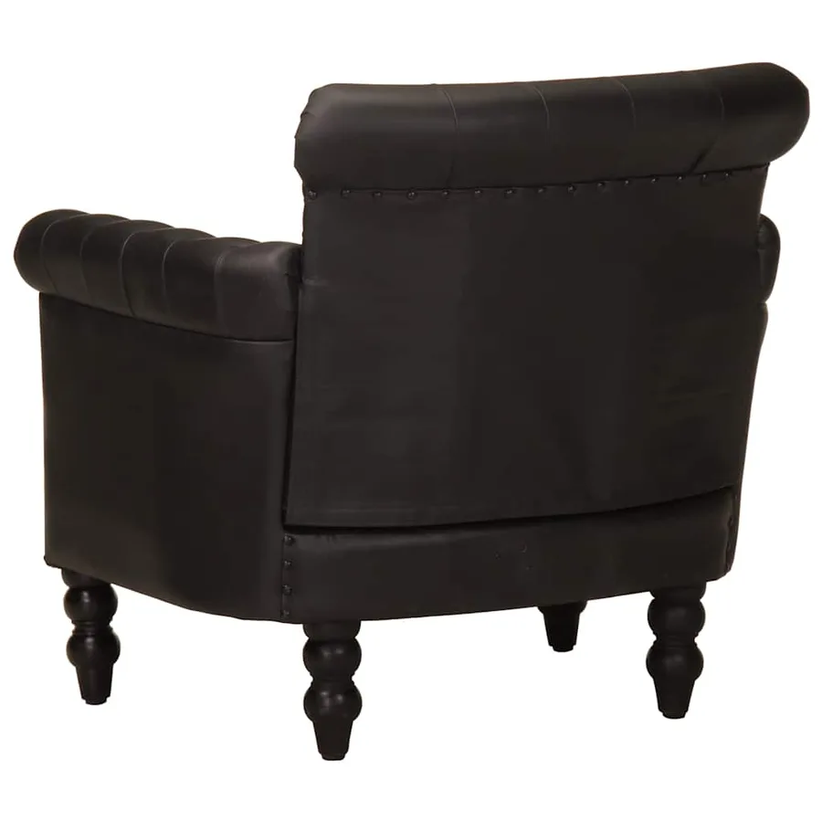 Fauteuil Noir Cuir de chèvre véritable - 5