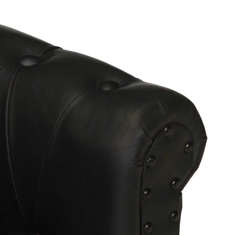 Fauteuil Noir Cuir de chèvre véritable - 6
