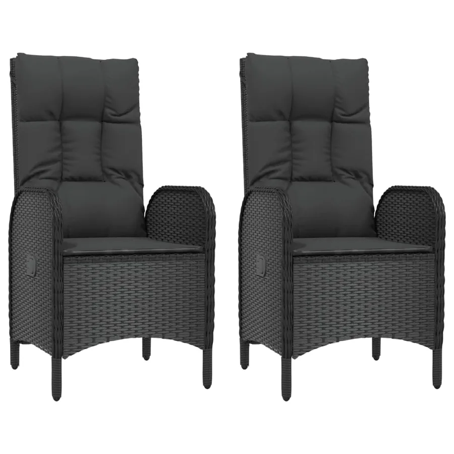 Ensemble à manger de jardin coussins 5pcs Noir Résine tressée - 4