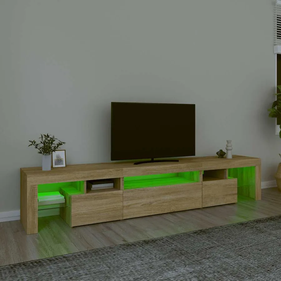 Meuble TV avec lumières LED Chêne sonoma 215x36,5x40 cm - 4