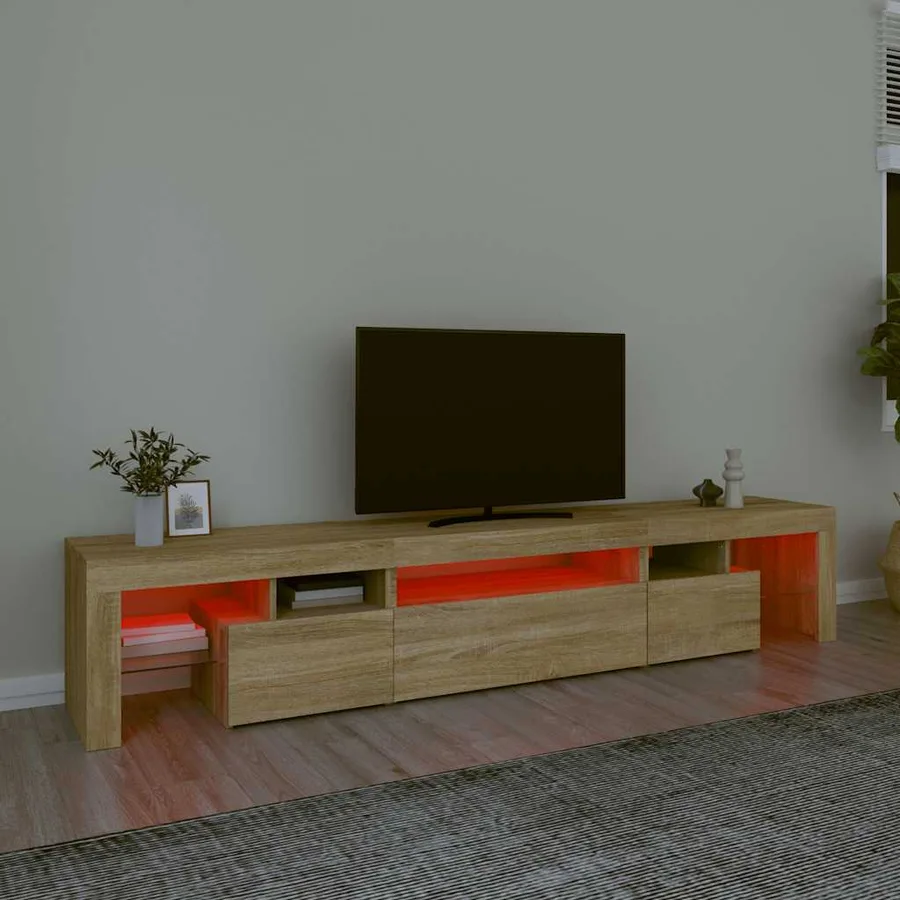 Meuble TV avec lumières LED Chêne sonoma 215x36,5x40 cm - 5