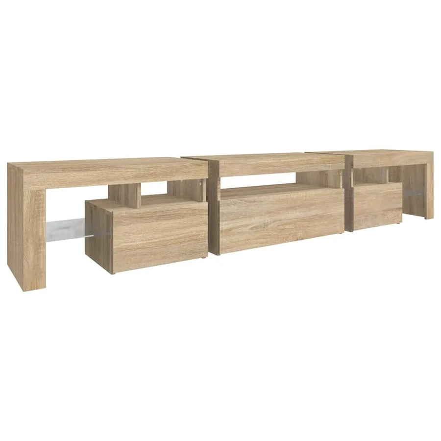 Meuble TV avec lumières LED Chêne sonoma 215x36,5x40 cm - 8