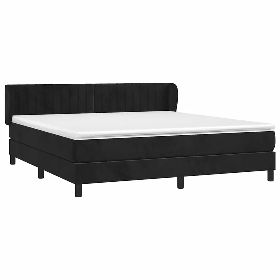 Sommier à lattes de lit avec matelas Noir 180x200 cm Velours - 3