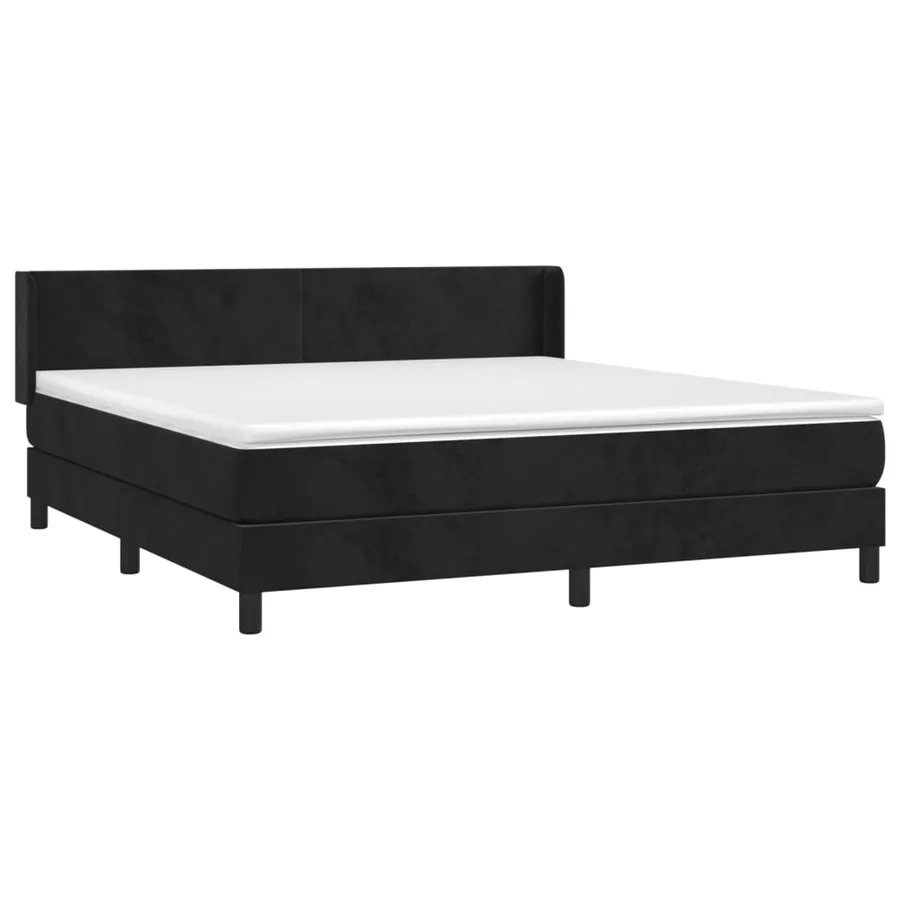 Sommier à lattes de lit avec matelas Noir 180x200 cm Velours - 3