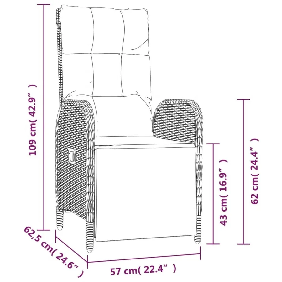 Ensemble à manger jardin et coussins 7 pcs gris rotin - 10