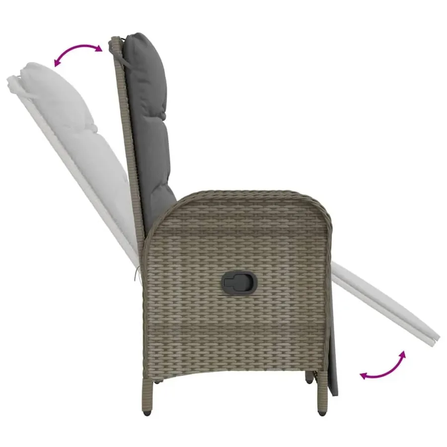 Ensemble à manger jardin et coussins 7 pcs gris rotin - 6