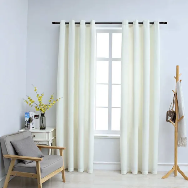 Rideaux occultants avec anneaux 2 pcs Velours Crème 140x245 cm