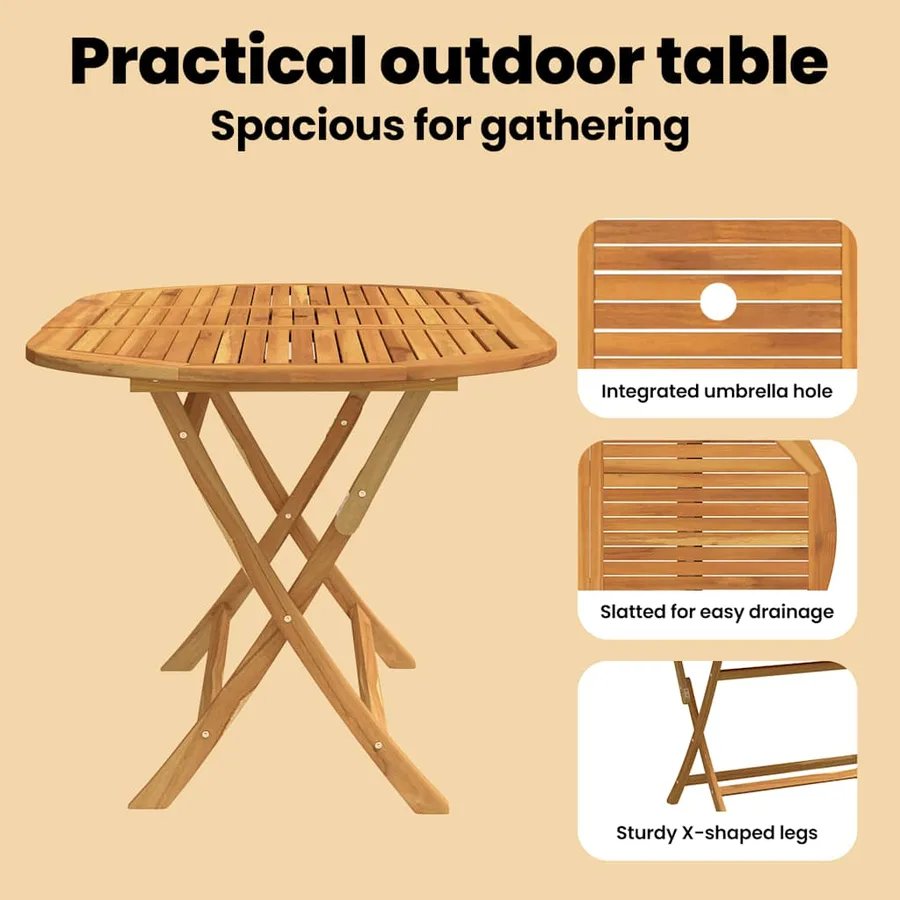 Table pliable de jardin 160x85x75 cm Bois d'eucalyptus massif - 7