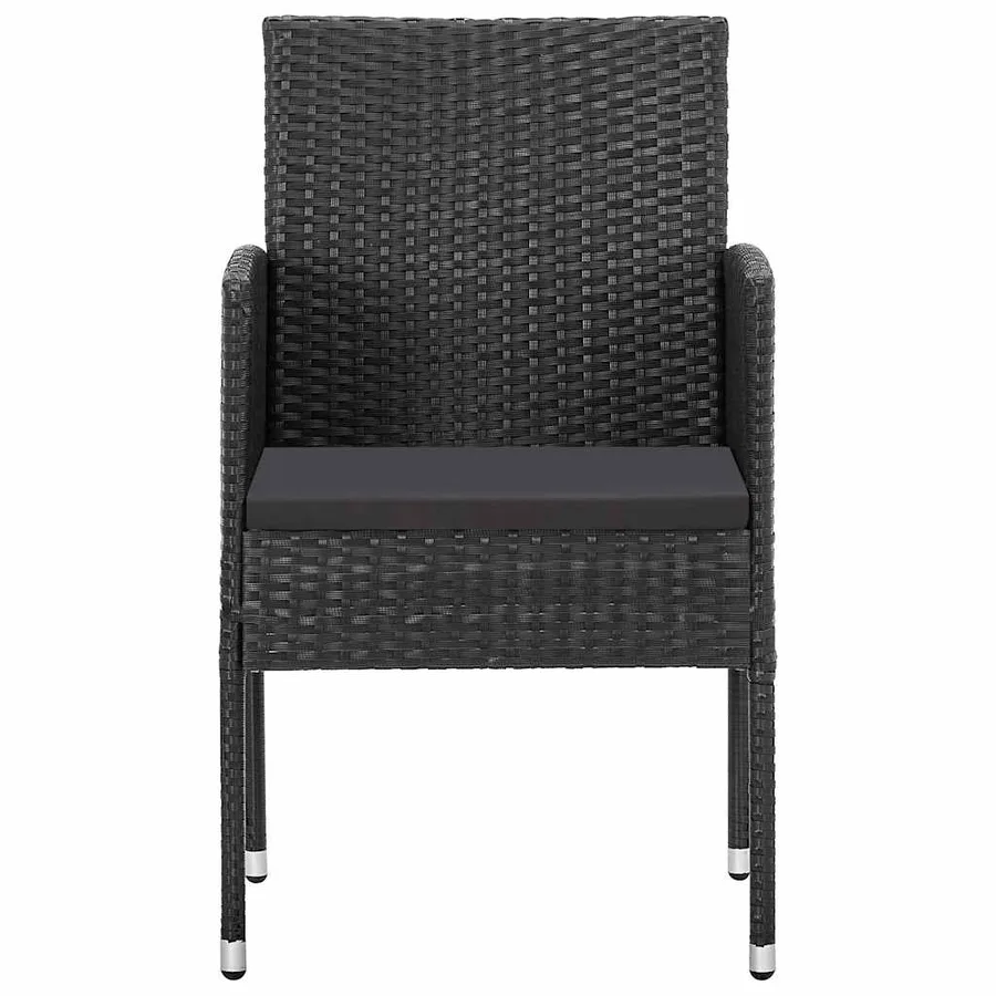 Chaises de jardin avec coussins noir lot de 2 résine tressée - 3