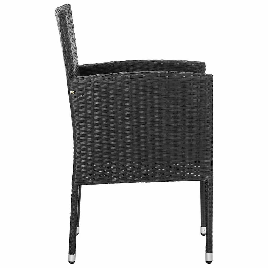 Chaises de jardin avec coussins noir lot de 2 résine tressée - 4