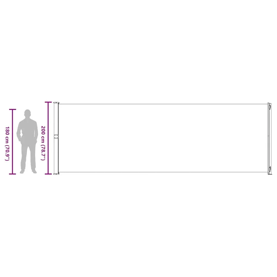 Auvent latéral rétractable de patio 200x600 cm Crème - 13