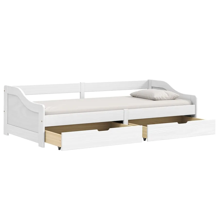 Lit de jour avec 2 tiroirs blanc 90x200 cm pin massif IRUN - 3