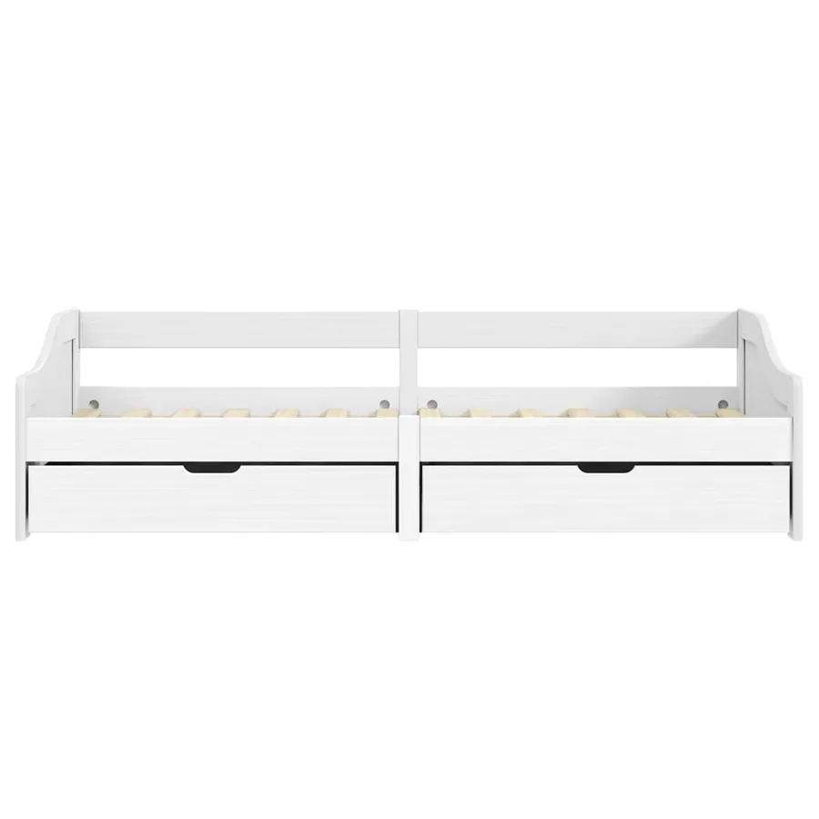 Lit de jour avec 2 tiroirs blanc 90x200 cm pin massif IRUN - 5