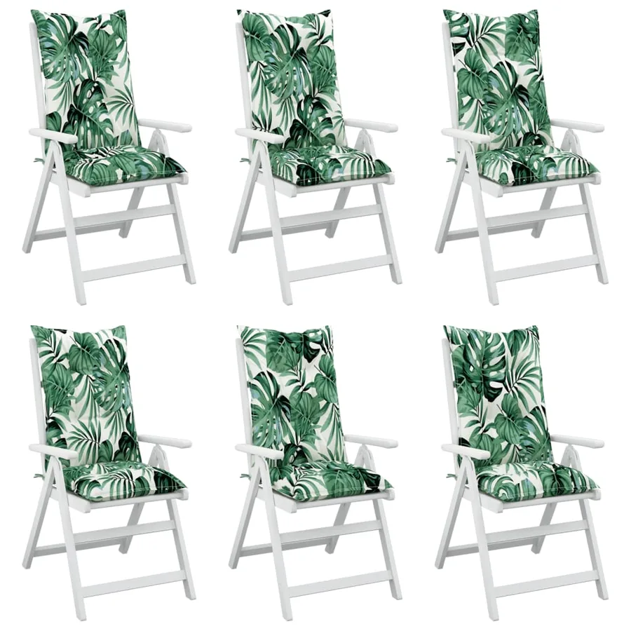 Coussins de chaise de jardin à dossier haut lot de 6 tissu - 3