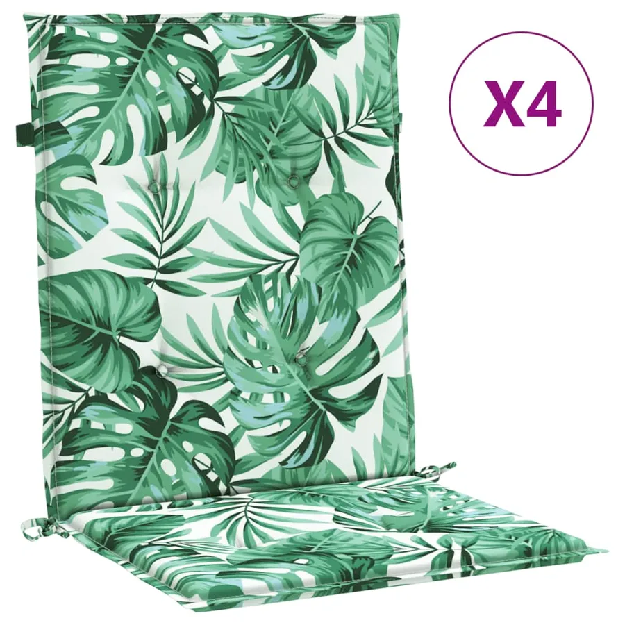 Coussins de chaise à dossier bas lot de 4 modèle de feuille - 2