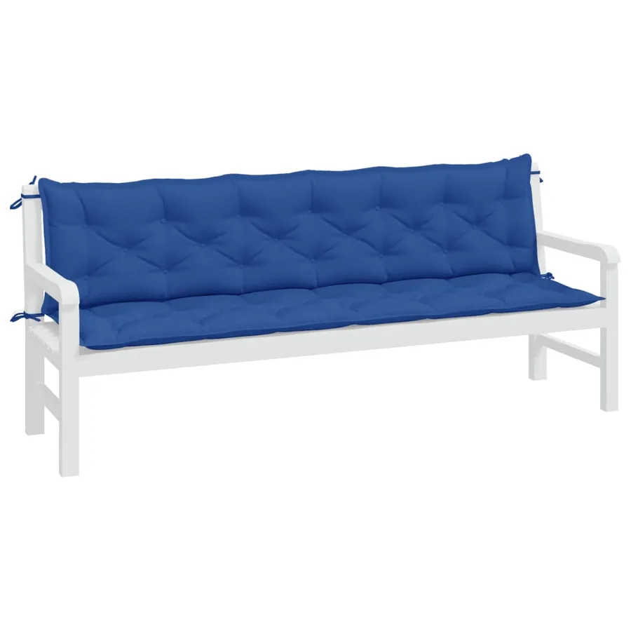 Coussins de banc jardin lot de 2 bleu 200x50x7 cm tissu Oxford - 3