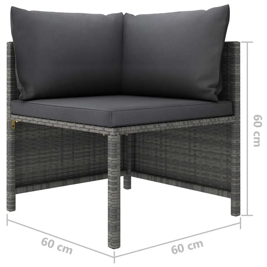 Salon de jardin 12 pcs avec coussins Résine tressée Gris - 11