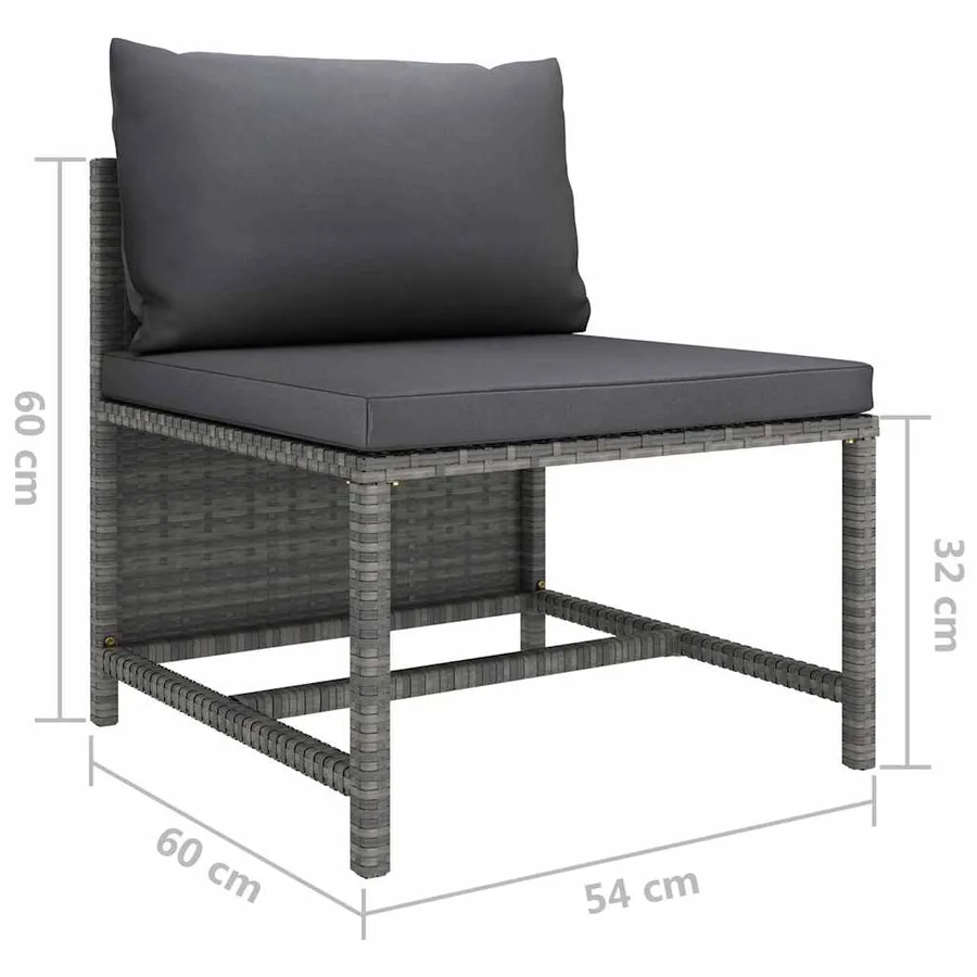 Salon de jardin 12 pcs avec coussins Résine tressée Gris - 12