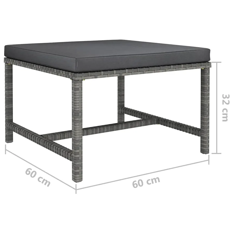 Salon de jardin 12 pcs avec coussins Résine tressée Gris - 13