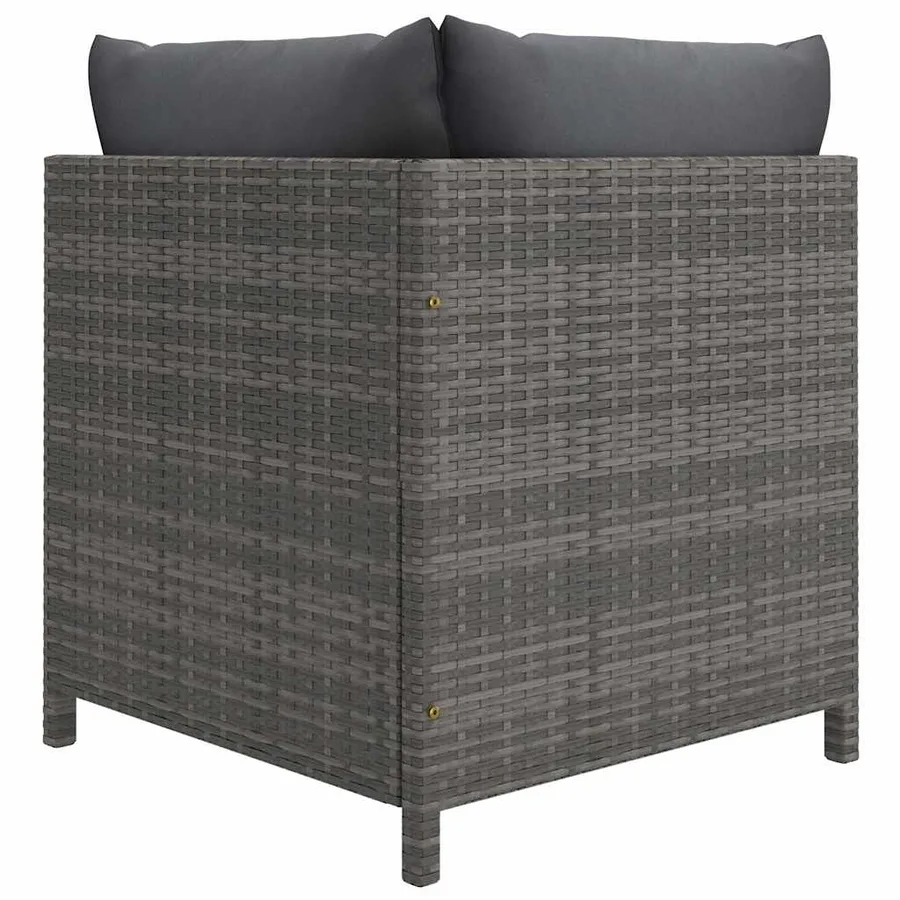 Salon de jardin 12 pcs avec coussins Résine tressée Gris - 5