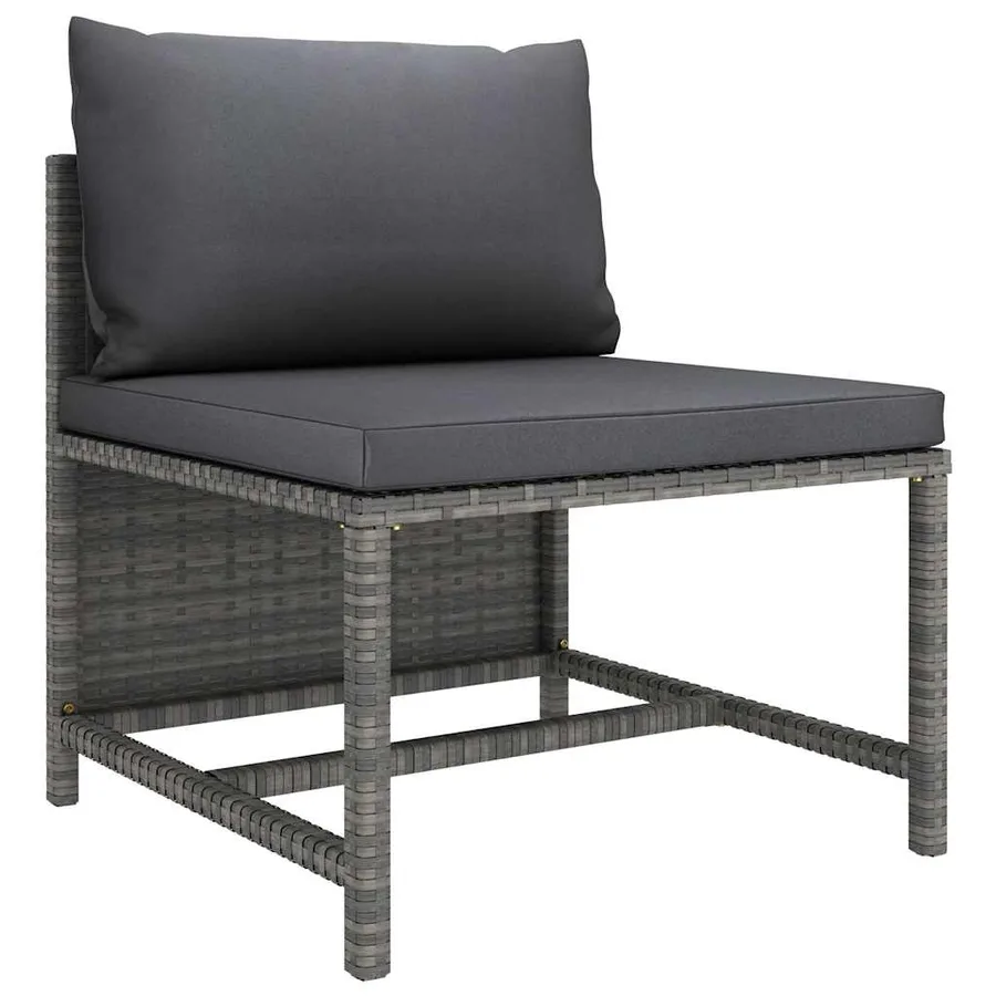 Salon de jardin 12 pcs avec coussins Résine tressée Gris - 6