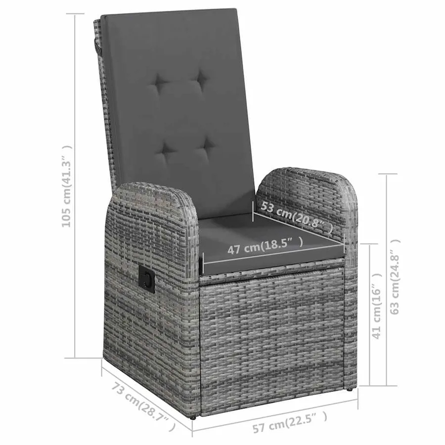 Ensemble à manger de jardin 9 pcs Gris - 10