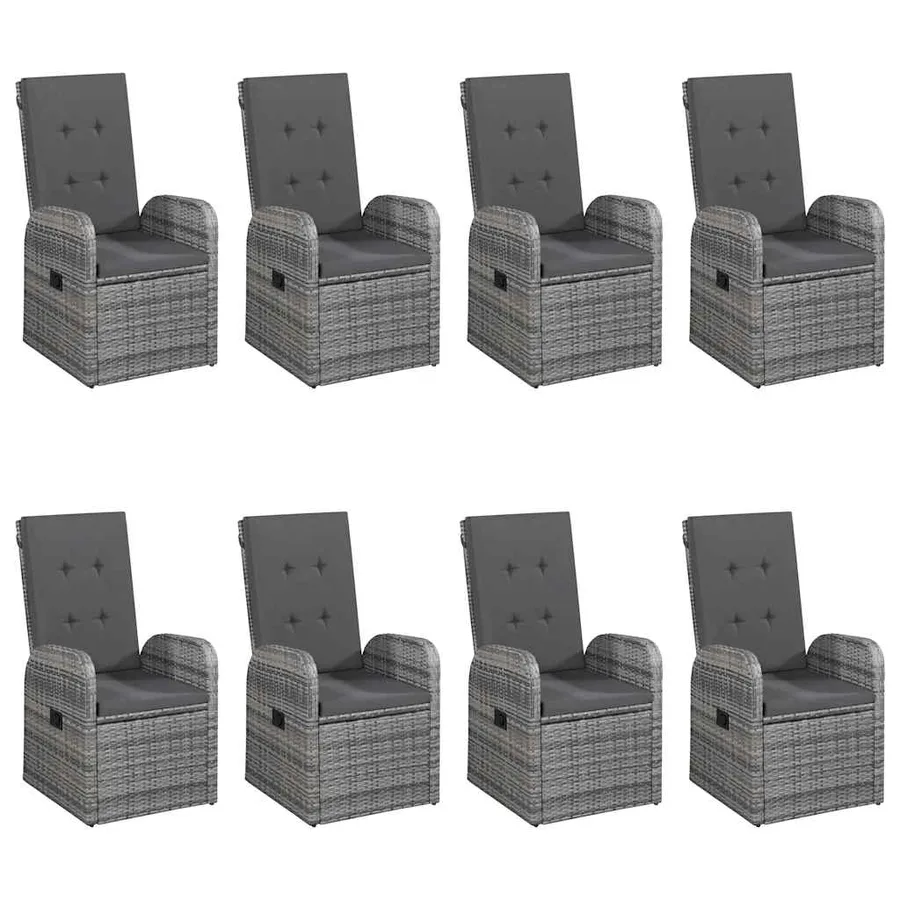 Ensemble à manger de jardin 9 pcs Gris - 4
