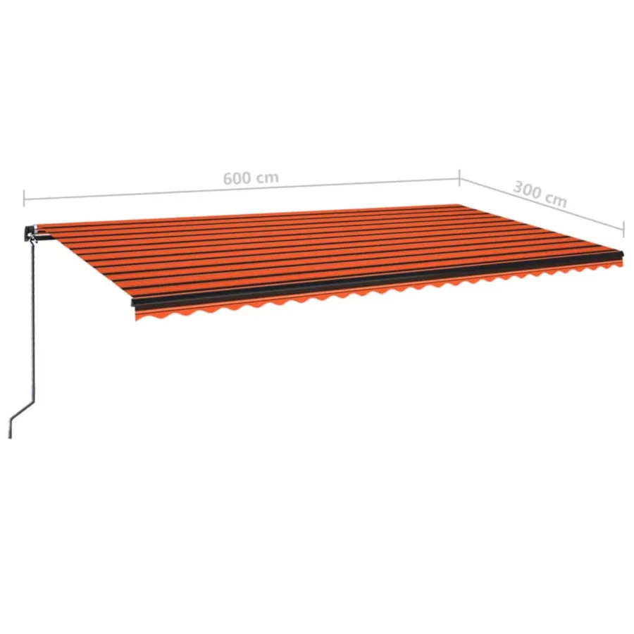 Auvent manuel rétractable 600x300 cm Orange et marron - 7