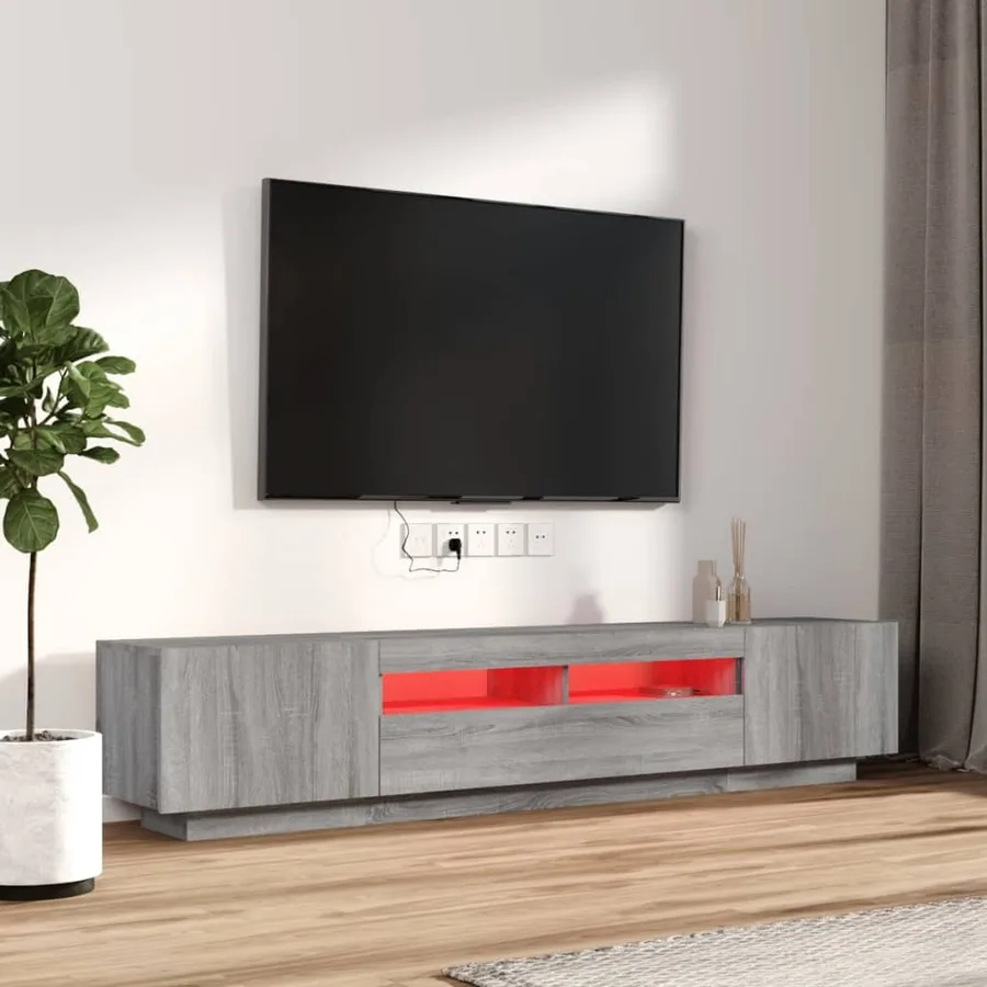 Ensemble de meubles TV avec lumières LED 2 pcs Sonoma gris - 3