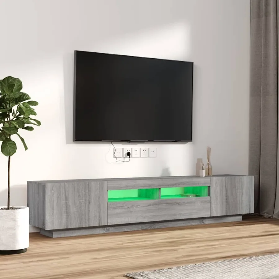 Ensemble de meubles TV avec lumières LED 2 pcs Sonoma gris - 4
