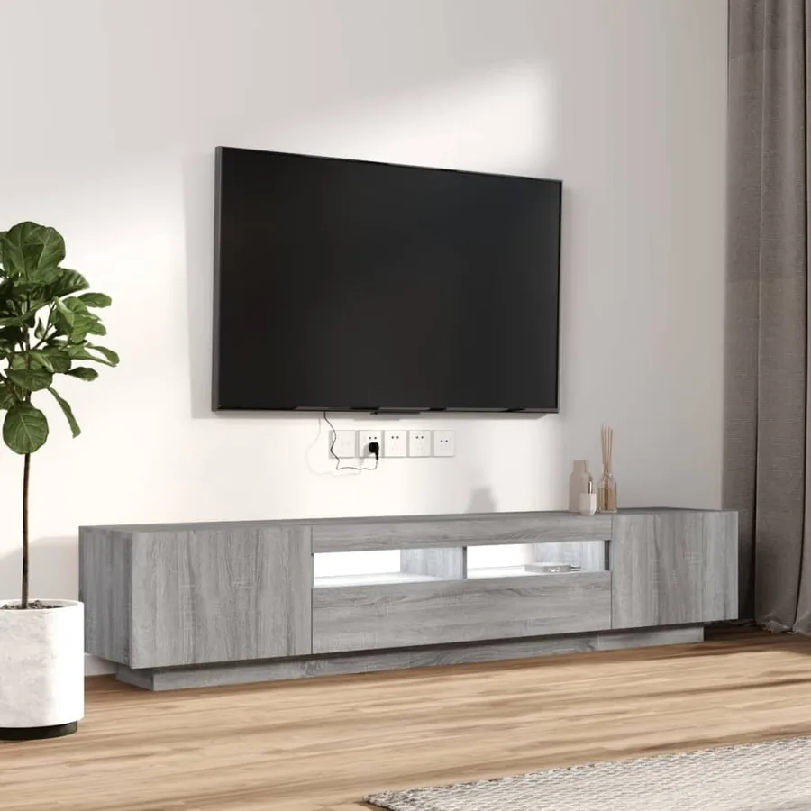 Ensemble de meubles TV avec lumières LED 2 pcs Sonoma gris - 5