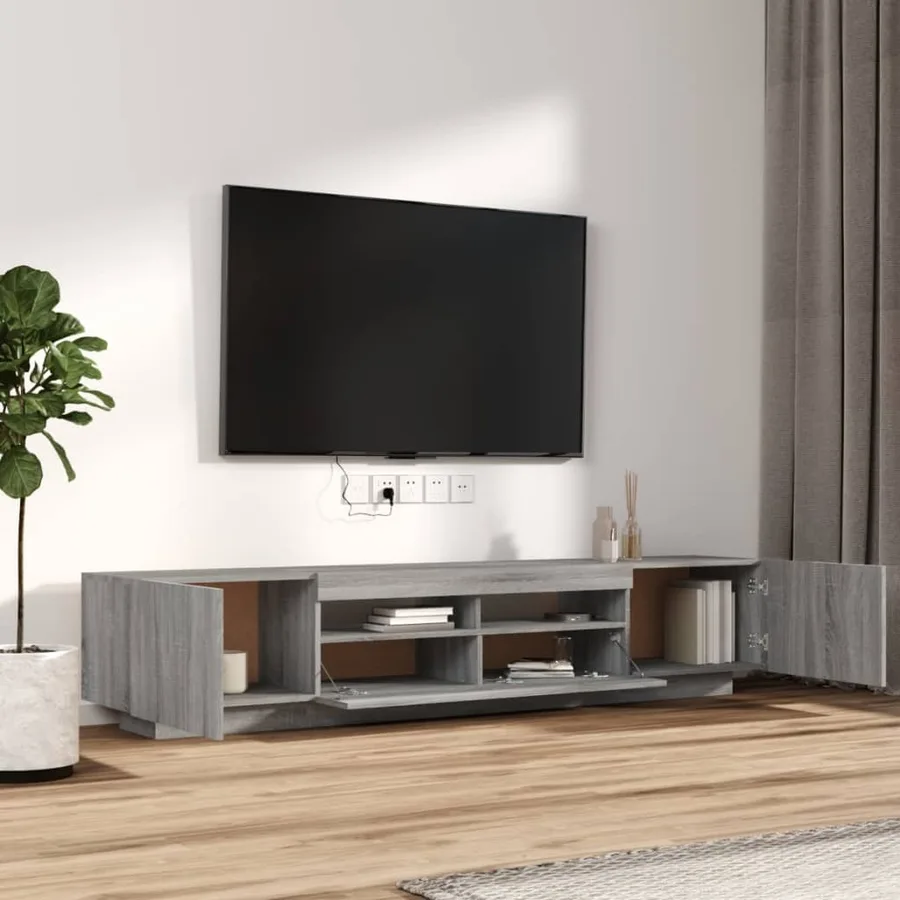 Ensemble de meubles TV avec lumières LED 2 pcs Sonoma gris - 6