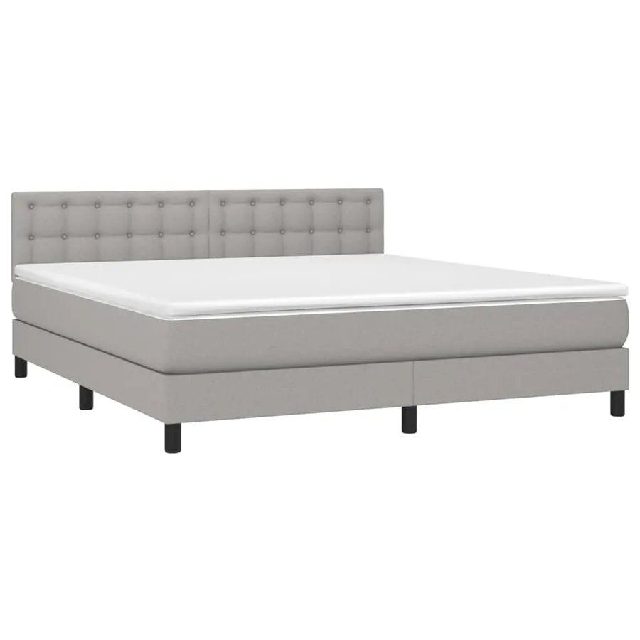 Sommier à lattes de lit avec matelas Gris clair 160x200cm Tissu - 3