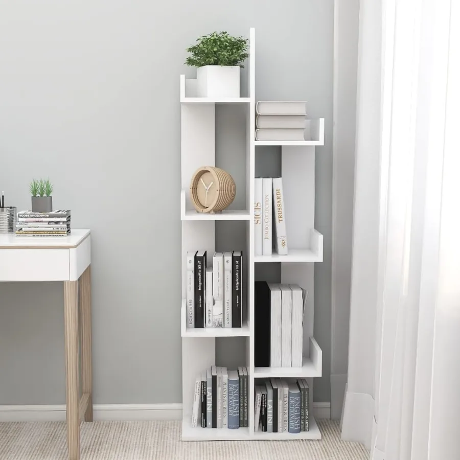 Bibliothèque Blanc 48x25,5x140 cm Bois d’ingénierie - 3