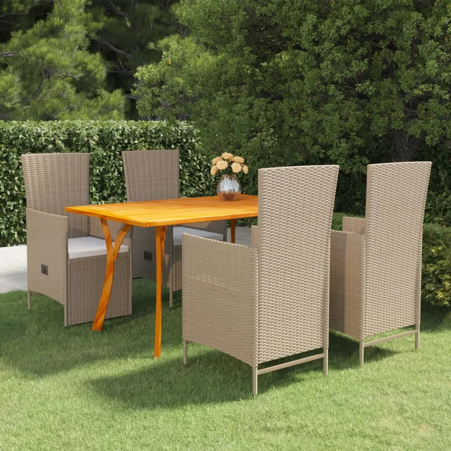 Ensemble à manger de jardin 5 pcs beige