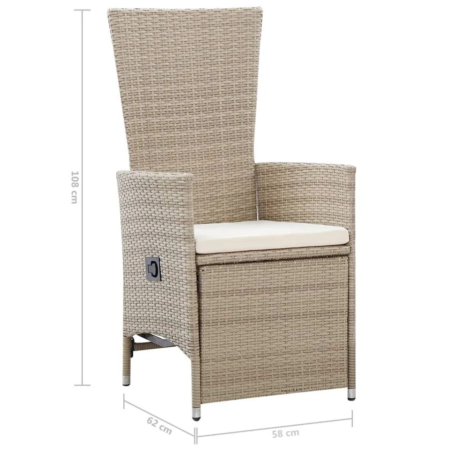 Ensemble à manger de jardin 5 pcs beige - 14