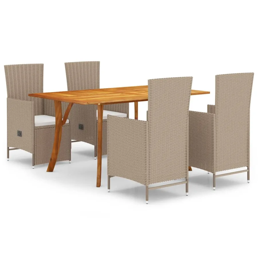 Ensemble à manger de jardin 5 pcs beige - 2